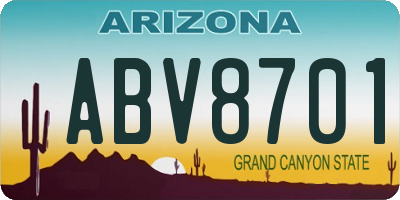 AZ license plate ABV8701
