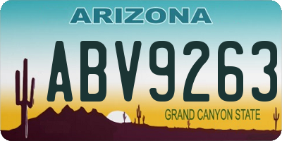 AZ license plate ABV9263