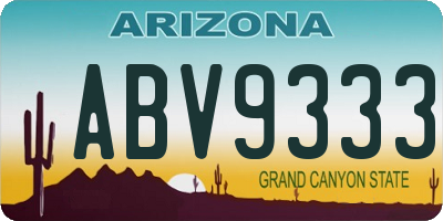 AZ license plate ABV9333