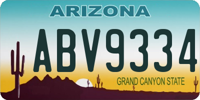 AZ license plate ABV9334