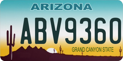 AZ license plate ABV9360