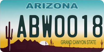 AZ license plate ABW0018