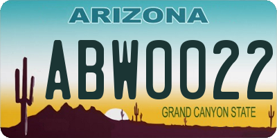 AZ license plate ABW0022