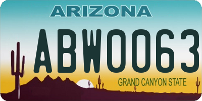 AZ license plate ABW0063