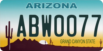 AZ license plate ABW0077