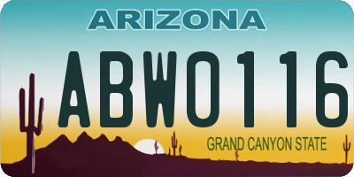 AZ license plate ABW0116