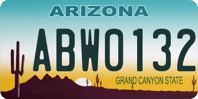 AZ license plate ABW0132