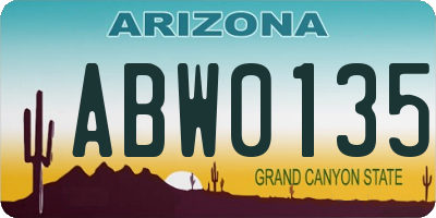 AZ license plate ABW0135