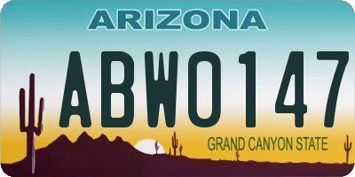 AZ license plate ABW0147