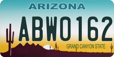 AZ license plate ABW0162