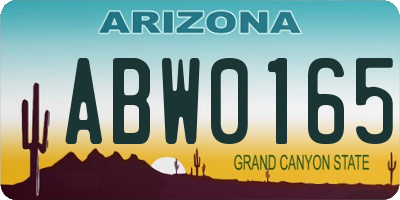 AZ license plate ABW0165