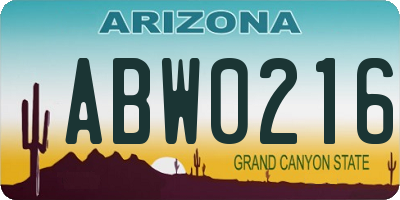 AZ license plate ABW0216