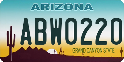 AZ license plate ABW0220