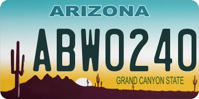 AZ license plate ABW0240