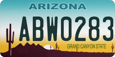 AZ license plate ABW0283