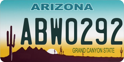 AZ license plate ABW0292