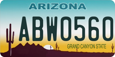 AZ license plate ABW0560