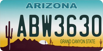 AZ license plate ABW3630