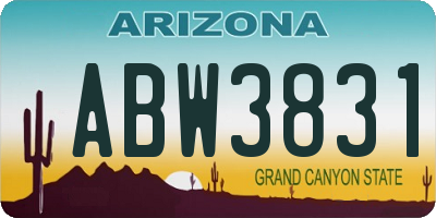 AZ license plate ABW3831