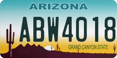AZ license plate ABW4018