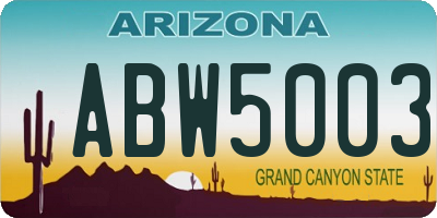 AZ license plate ABW5003