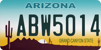 AZ license plate ABW5014