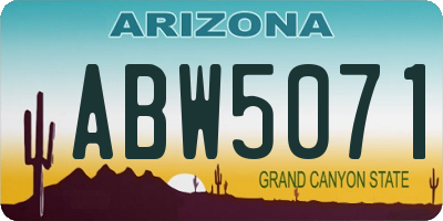 AZ license plate ABW5071