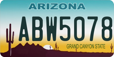 AZ license plate ABW5078
