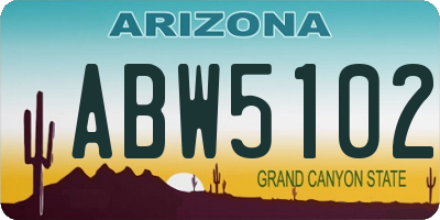 AZ license plate ABW5102