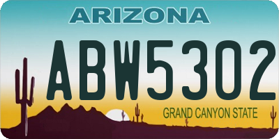 AZ license plate ABW5302