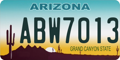 AZ license plate ABW7013
