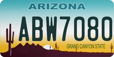 AZ license plate ABW7080