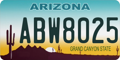 AZ license plate ABW8025