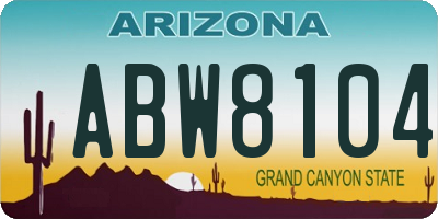 AZ license plate ABW8104