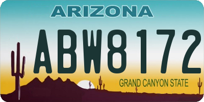 AZ license plate ABW8172