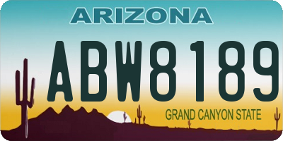 AZ license plate ABW8189