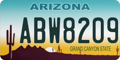 AZ license plate ABW8209