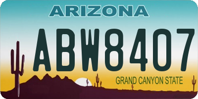 AZ license plate ABW8407