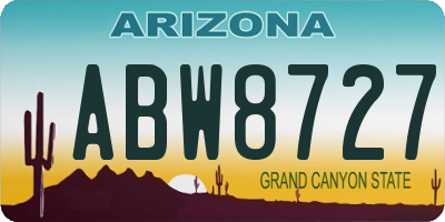 AZ license plate ABW8727