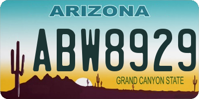 AZ license plate ABW8929