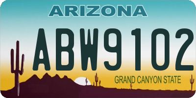 AZ license plate ABW9102