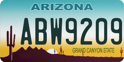 AZ license plate ABW9209