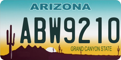 AZ license plate ABW9210