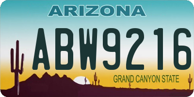 AZ license plate ABW9216