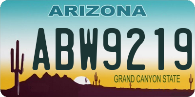 AZ license plate ABW9219