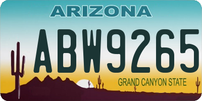 AZ license plate ABW9265