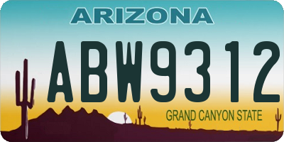 AZ license plate ABW9312