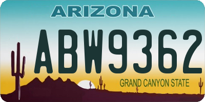 AZ license plate ABW9362