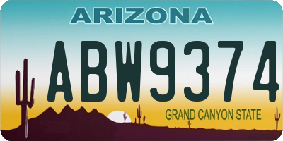 AZ license plate ABW9374