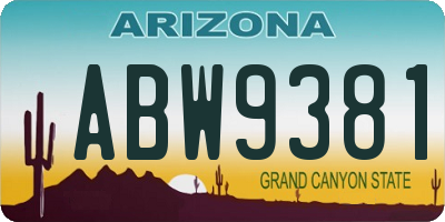 AZ license plate ABW9381